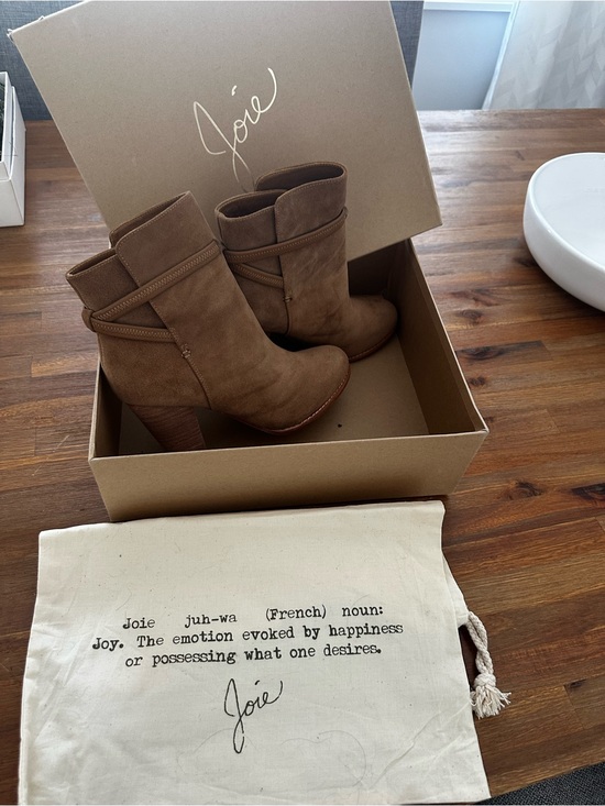 Joie Shoes - Joie Taupe Suede Wrap Ankle Booties